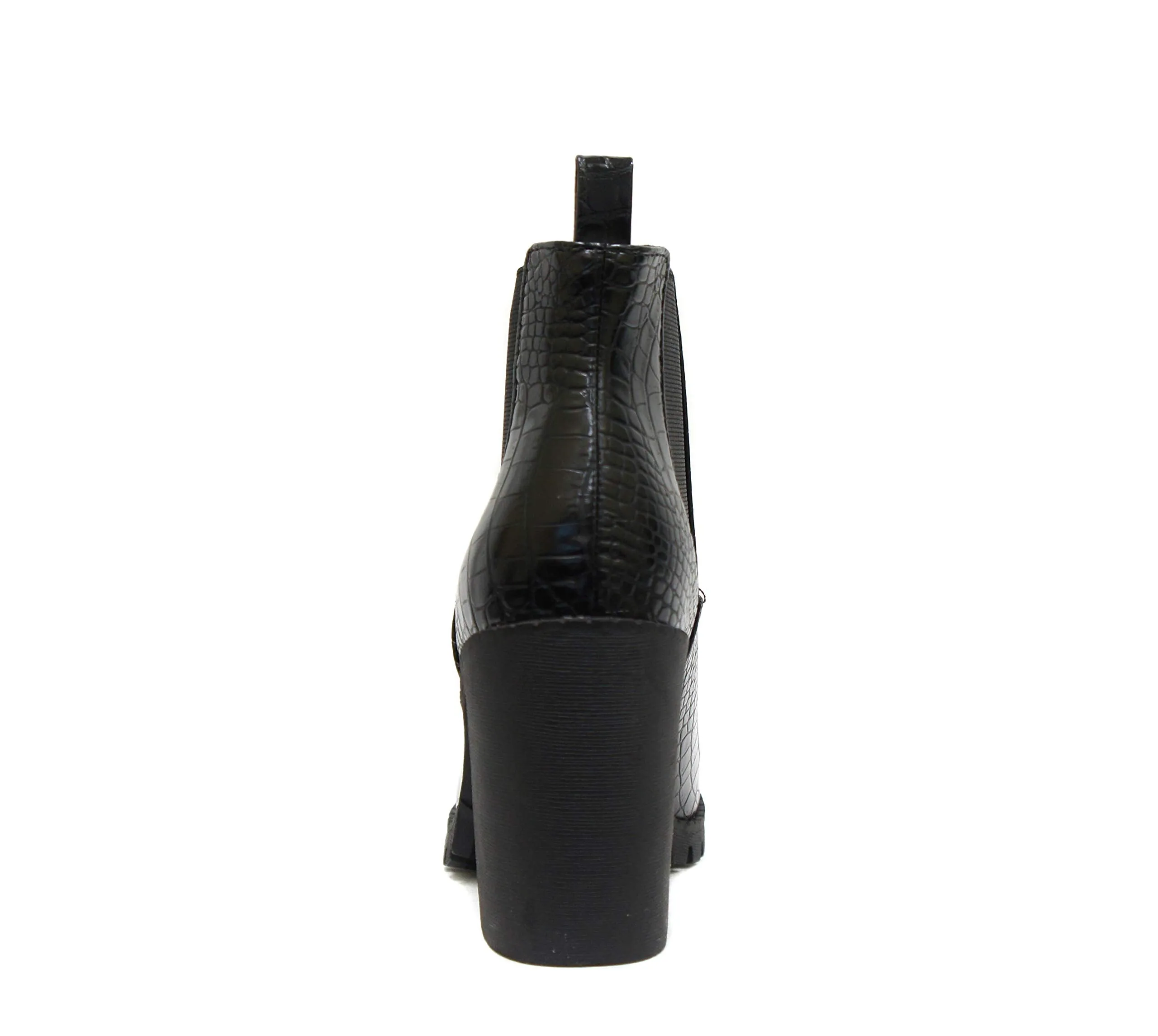 Luxemoda Glove - Ankle Boot w/Lug Sole Elastic Gore and Chunky Block Heel