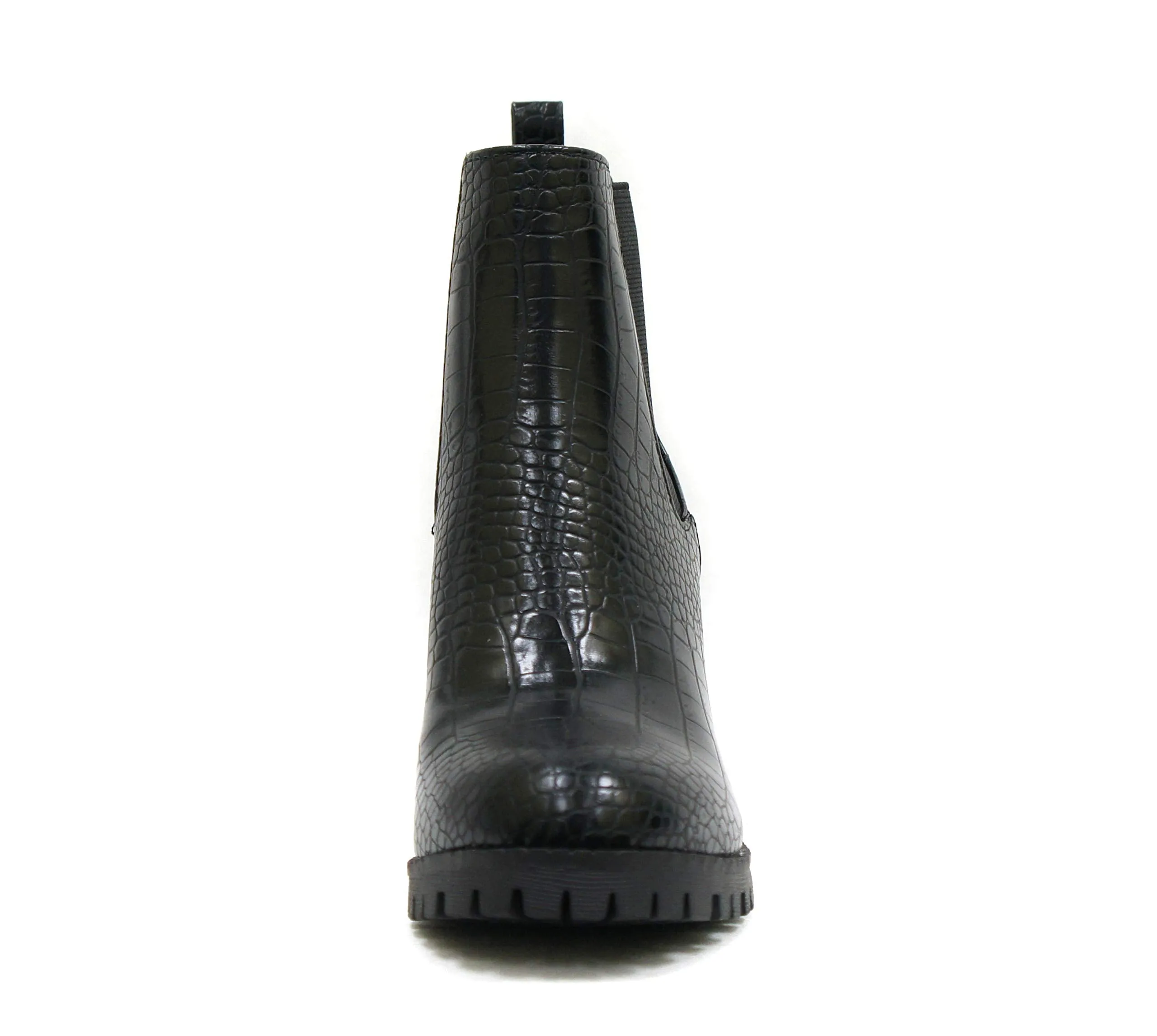 Luxemoda Glove - Ankle Boot w/Lug Sole Elastic Gore and Chunky Block Heel