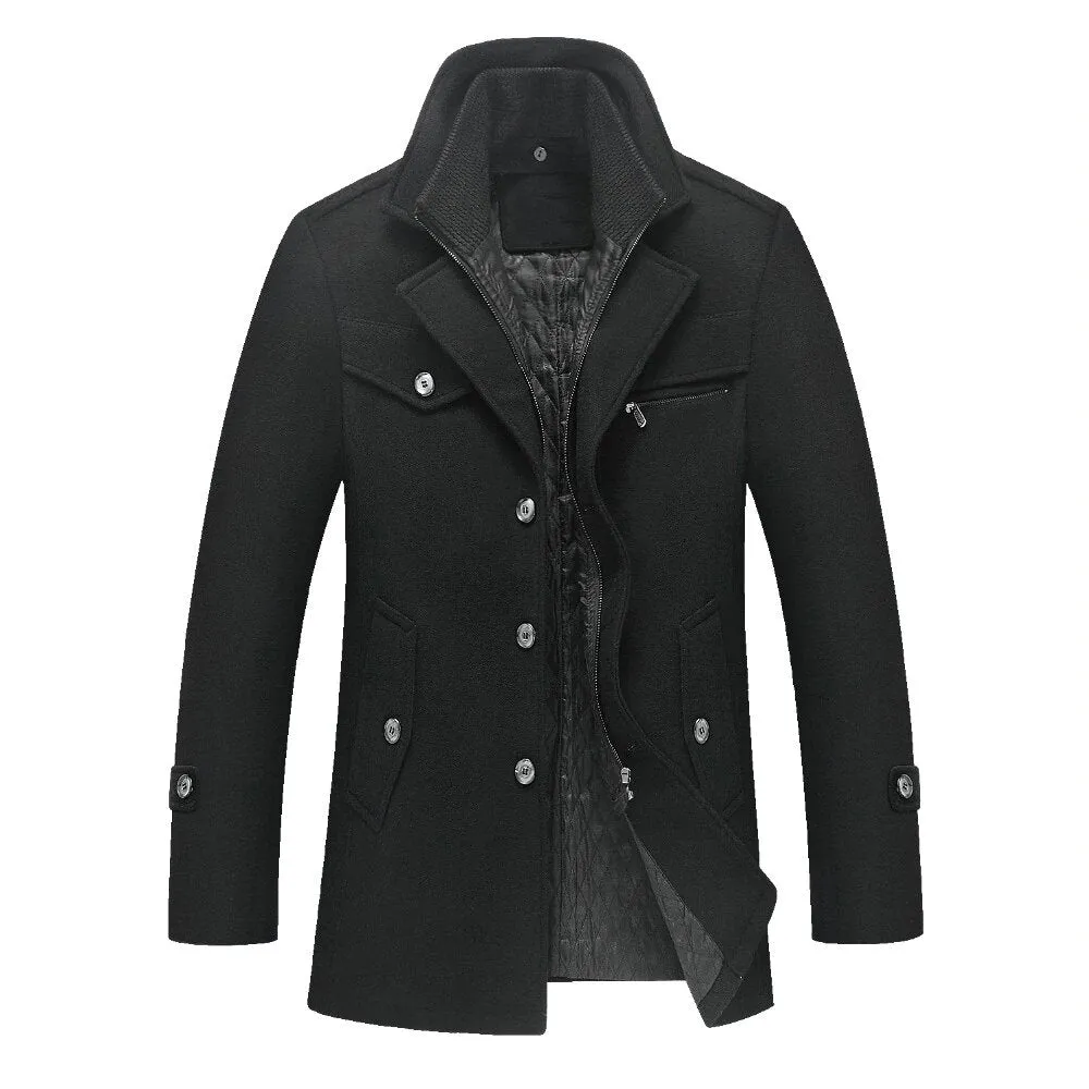 Men's Autumn/Winter Casual Warm Woolen Slim Fit Coat