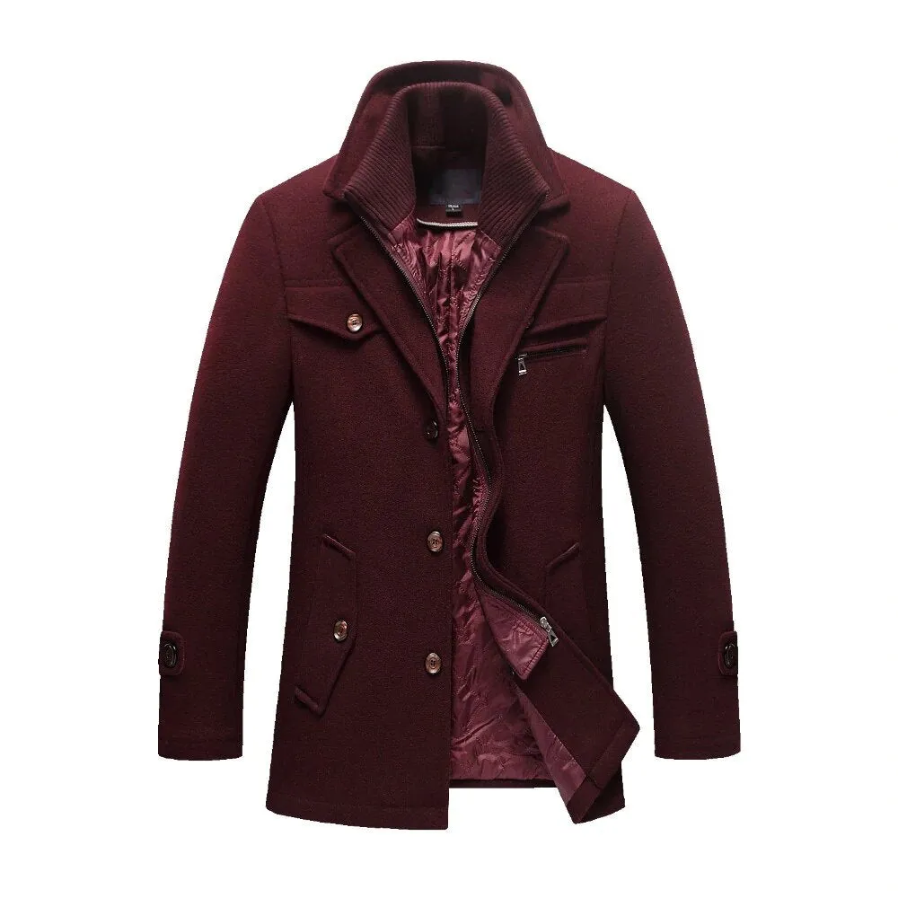 Men's Autumn/Winter Casual Warm Woolen Slim Fit Coat
