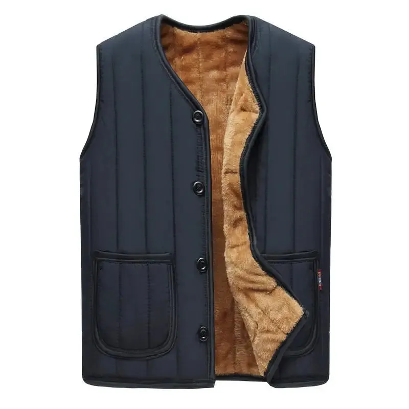 Men's Black Fleece Vest Winter Sleeveless Outerwear Warm Fleece Liner Vests Plus Size 2Xl 3Xl 4Xl Soft Warm Brand Hot Sale