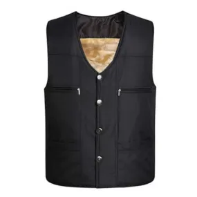 Men's Black Fleece Vest Winter Sleeveless Outerwear Warm Fleece Liner Vests Plus Size 2Xl 3Xl 4Xl Soft Warm Brand Hot Sale