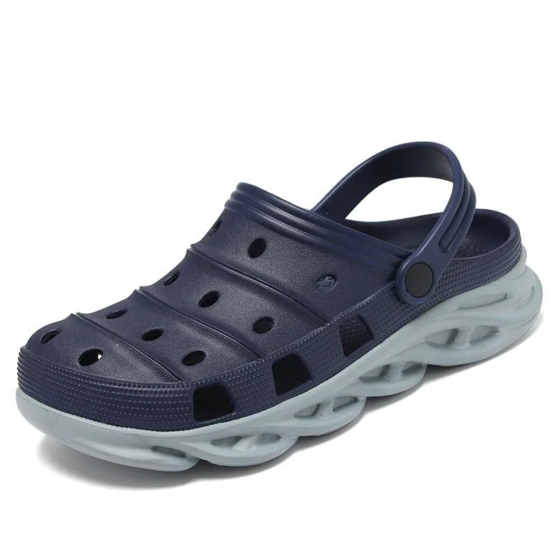 Men's closed toe hollow slip on beach sandals antiskid comfy walking water shoes