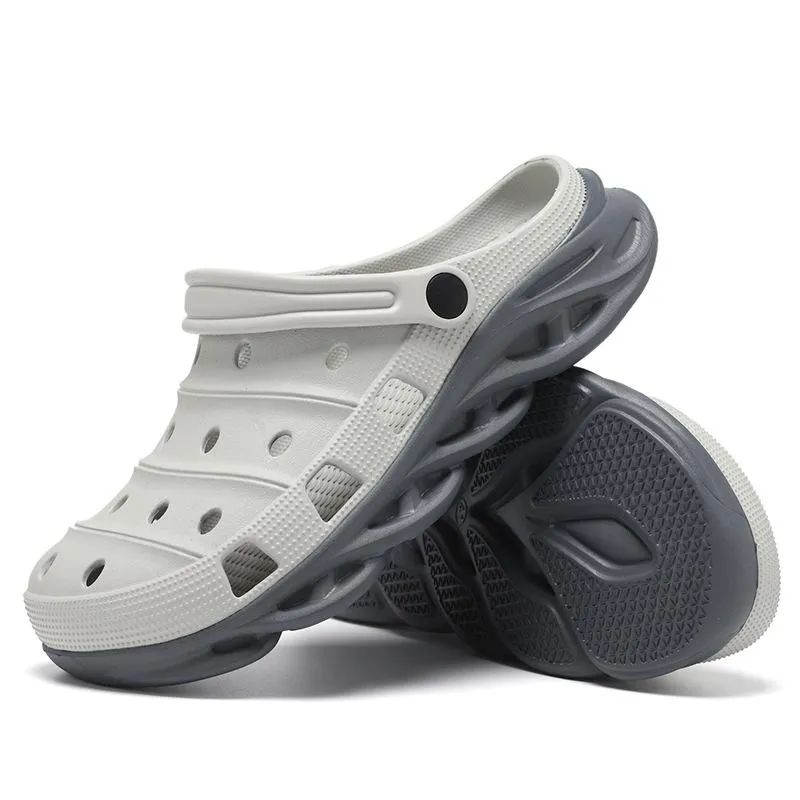 Men's closed toe hollow slip on beach sandals antiskid comfy walking water shoes
