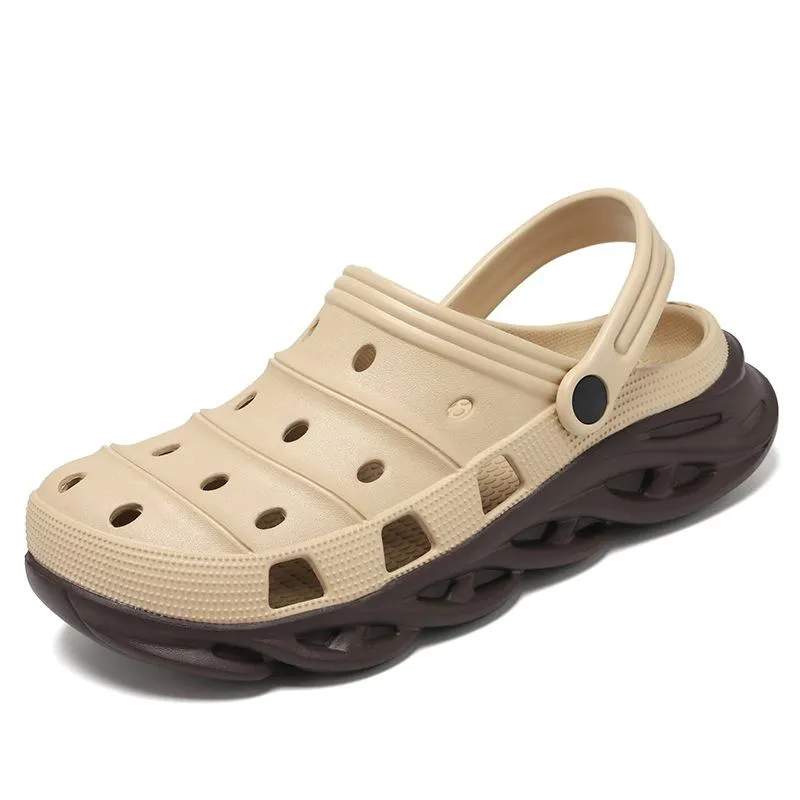 Men's closed toe hollow slip on beach sandals antiskid comfy walking water shoes