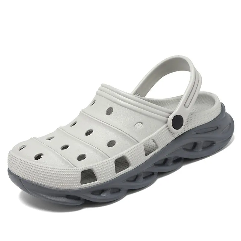 Men's closed toe hollow slip on beach sandals antiskid comfy walking water shoes