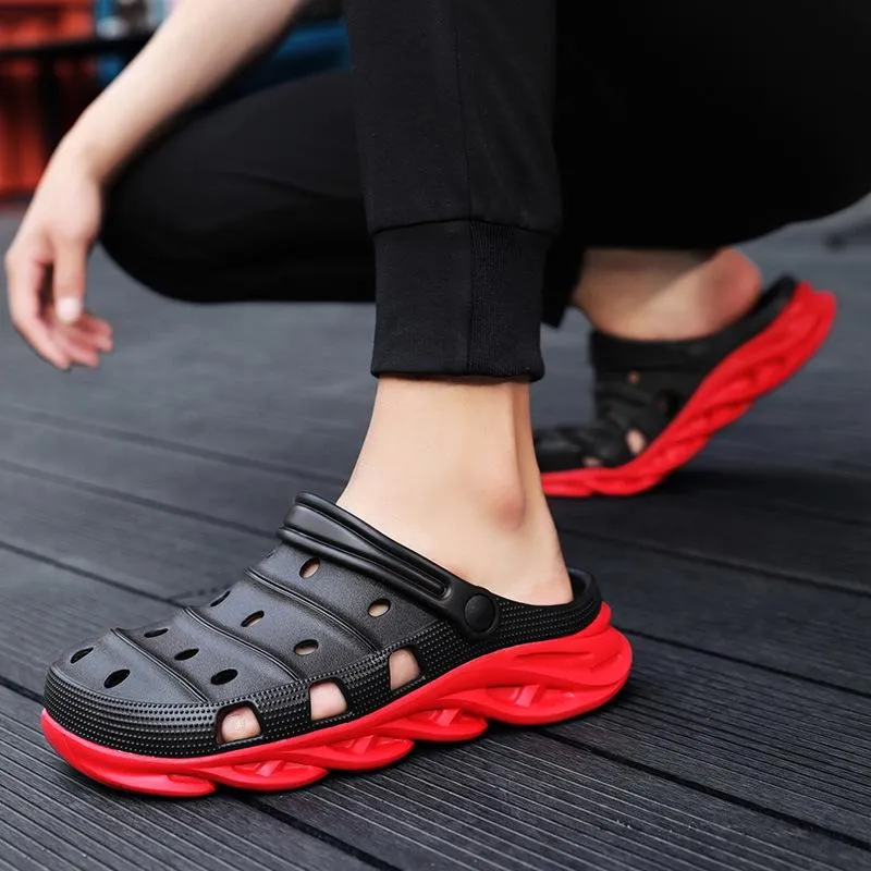 Men's closed toe hollow slip on beach sandals antiskid comfy walking water shoes