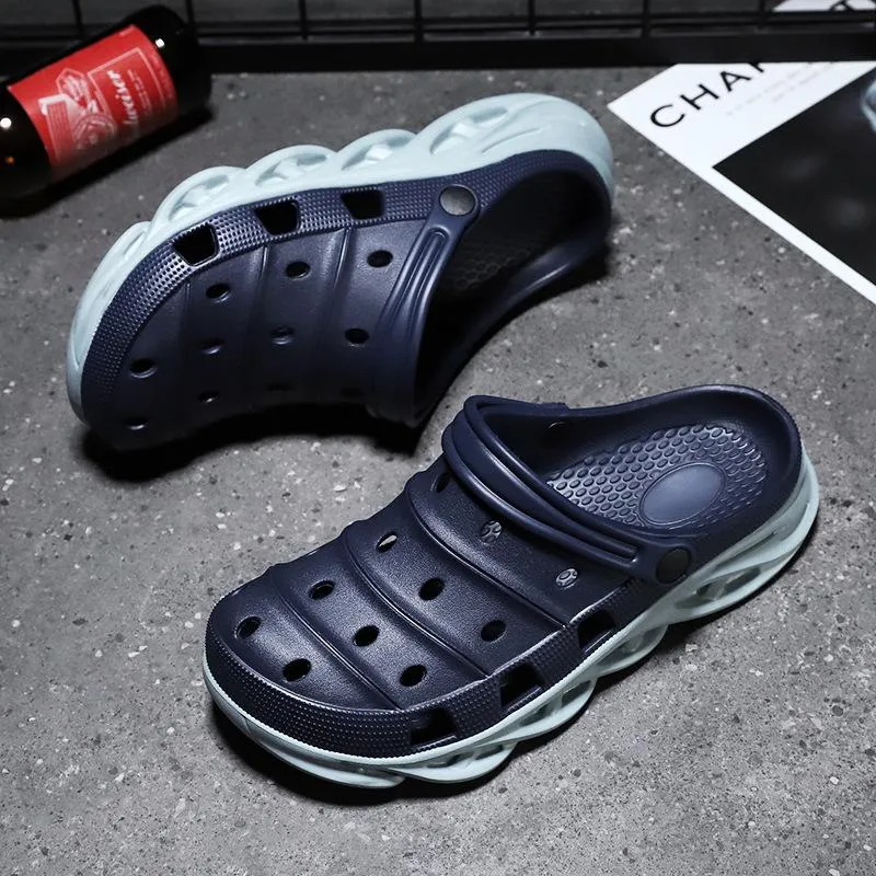 Men's closed toe hollow slip on beach sandals antiskid comfy walking water shoes
