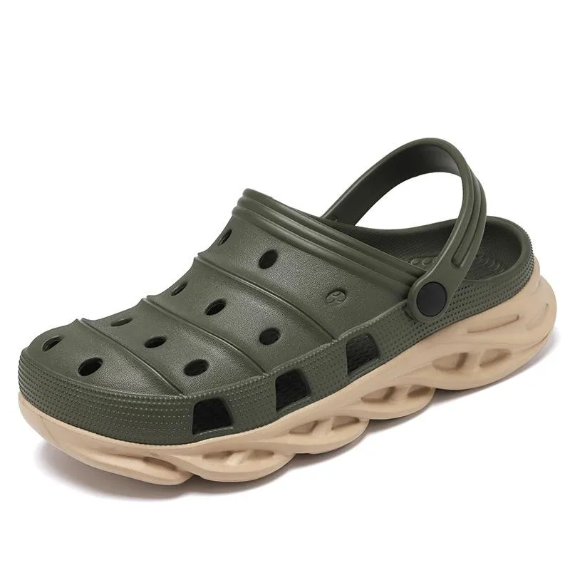 Men's closed toe hollow slip on beach sandals antiskid comfy walking water shoes