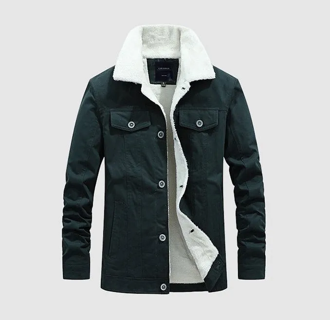 Men's Winter Casual Warm Cotton Jacket With Velvet Lining
