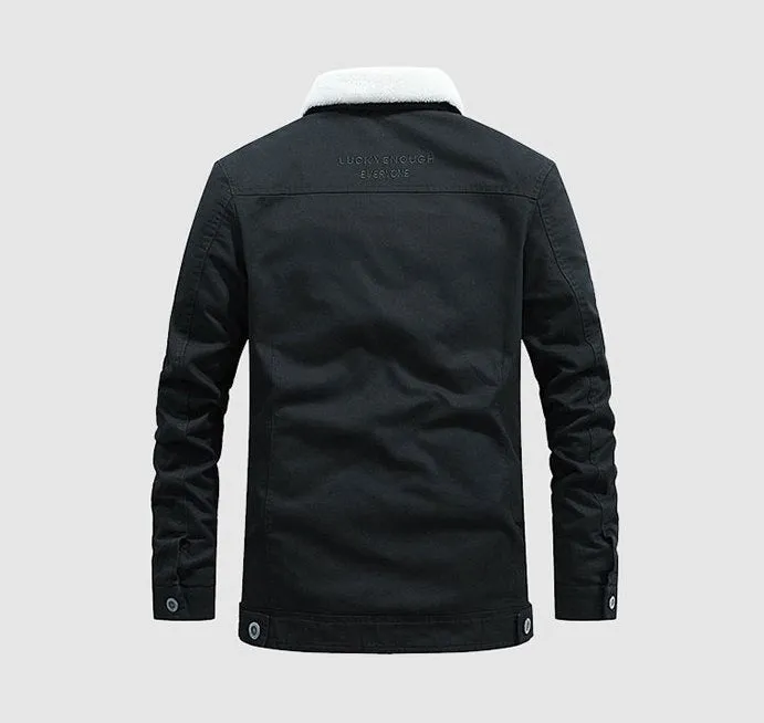Men's Winter Casual Warm Cotton Jacket With Velvet Lining