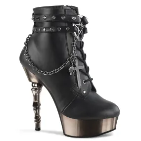 MUERTO-1001 DemoniaCult Black Faux Leather Sexy Women's Mid-Calf & Knee High Boots (Alternative Footwear)