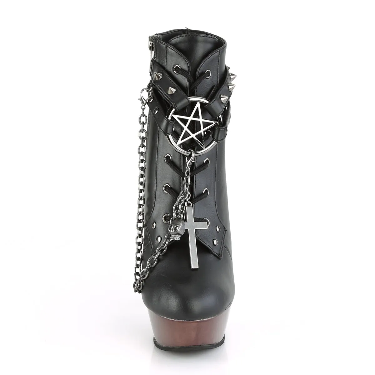 MUERTO-1001 DemoniaCult Black Faux Leather Sexy Women's Mid-Calf & Knee High Boots (Alternative Footwear)