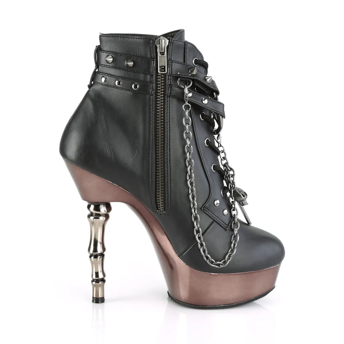 MUERTO-1001 DemoniaCult Black Faux Leather Sexy Women's Mid-Calf & Knee High Boots (Alternative Footwear)
