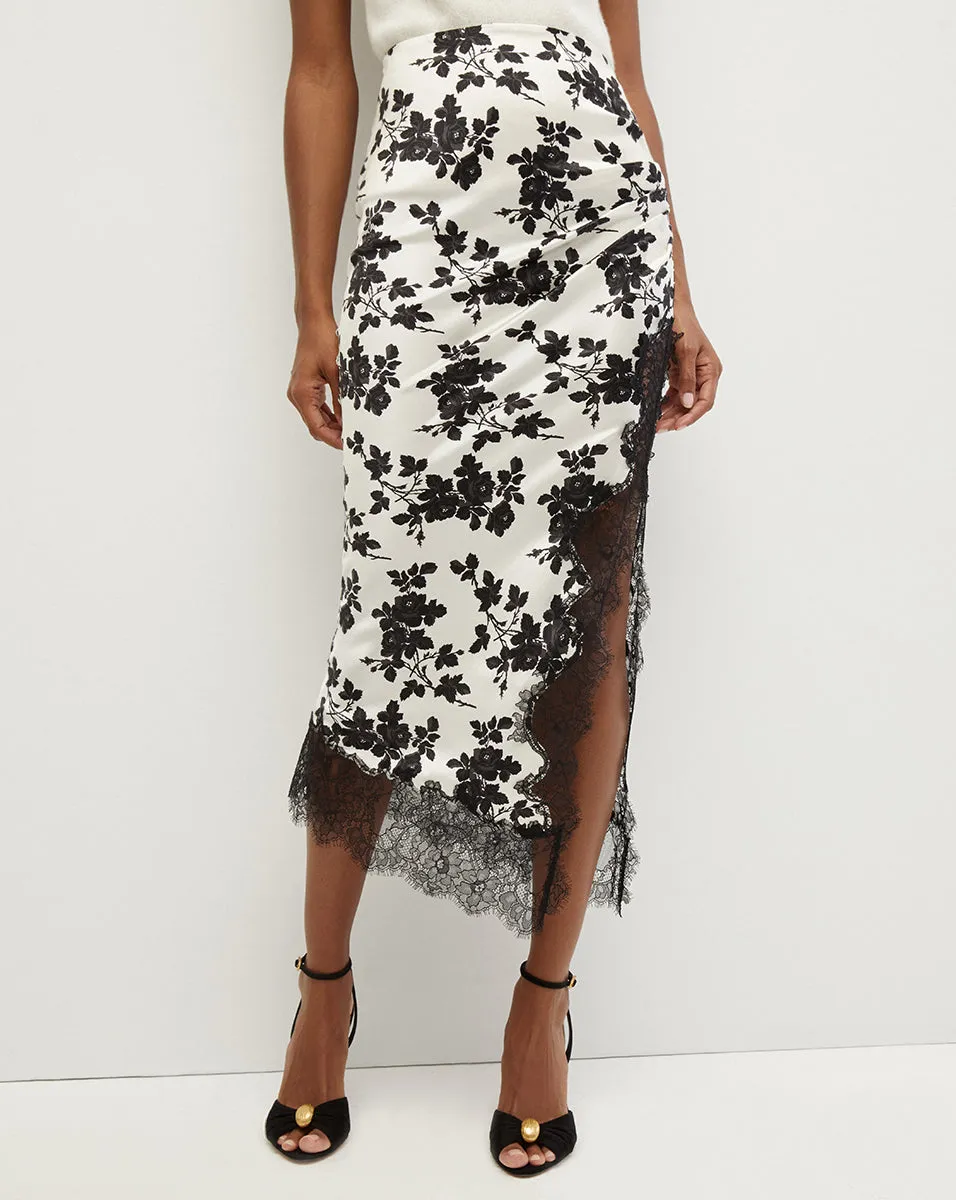 Nasime Stretch-Silk Floral Charmeuse Skirt