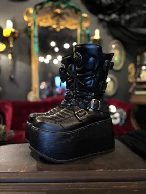 New Rock Modern Black Multi-Buckle Platform Boots EU 39