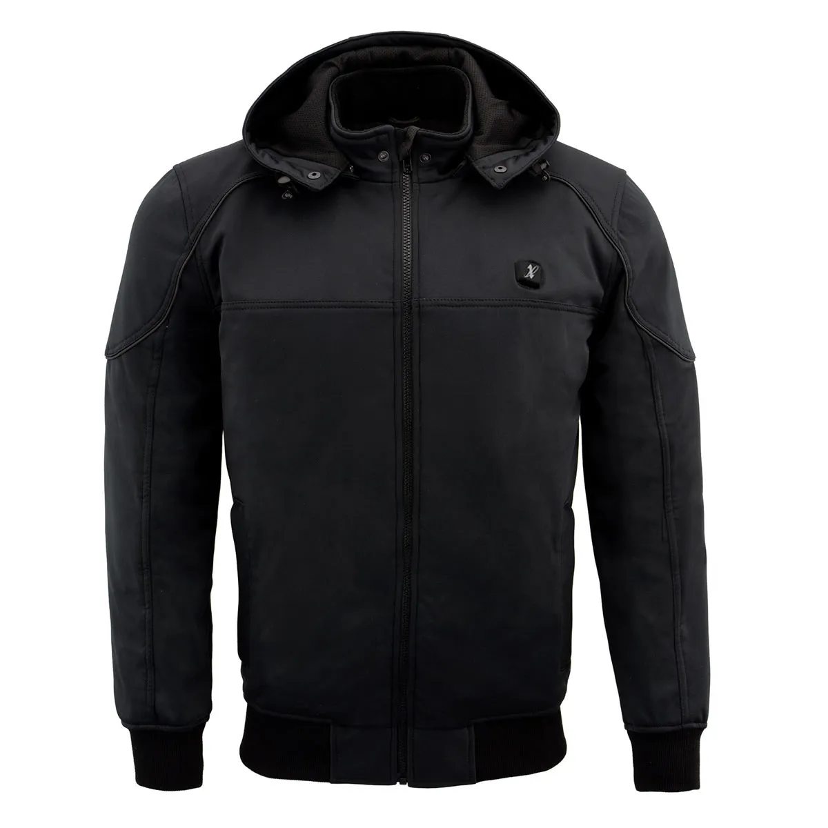 Nexgen Heat MPM1761SET Mens Black 'Heated' Soft Shell Racing Style Motorcycle Heated Jacket for Riding w/ Battery