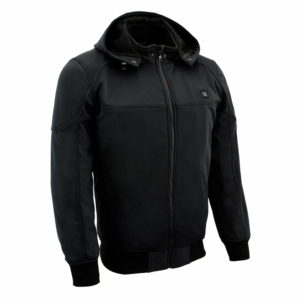 Nexgen Heat MPM1761SET Mens Black 'Heated' Soft Shell Racing Style Motorcycle Heated Jacket for Riding w/ Battery