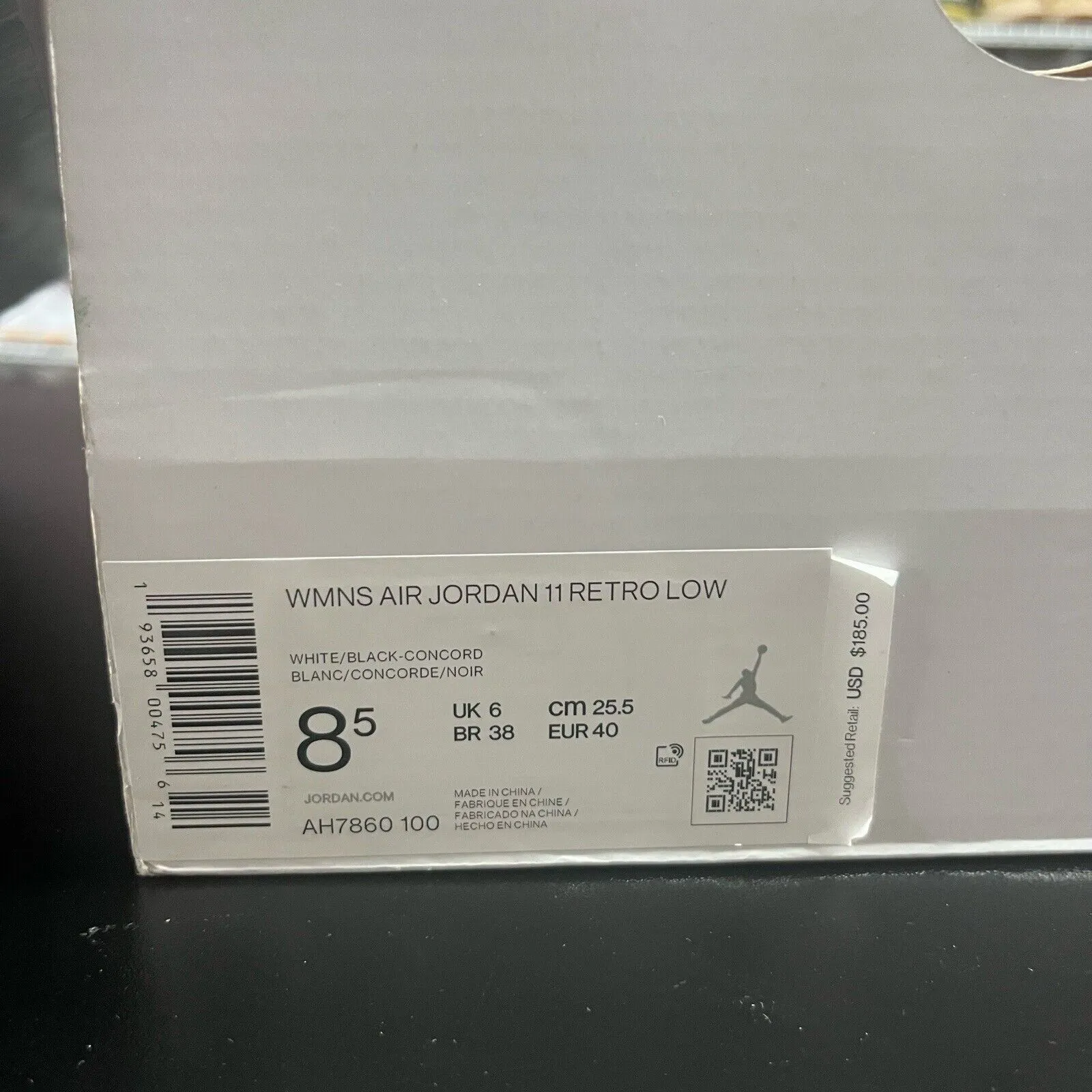 Nike Air Jordan 11 Retro Low AH7860-100  Women's Size 8.5