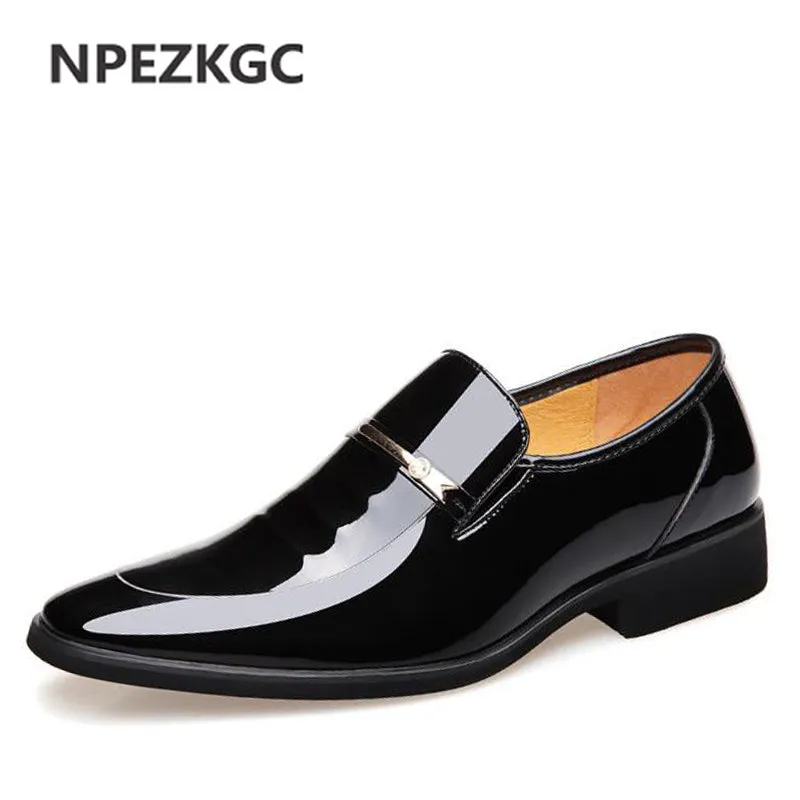 NPEZKGC Brand High Quality Men Oxford Men Leather Dress Shoes Fashion Business Men Shoes Men Dress Pointed Shoes Wedding shoes