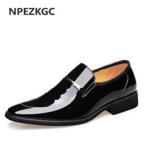 NPEZKGC Brand High Quality Men Oxford Men Leather Dress Shoes Fashion Business Men Shoes Men Dress Pointed Shoes Wedding shoes