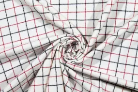 Off White, Red and Black Medium Checked Italian Wool