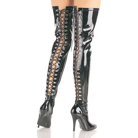 Open Back Thigh High Sexy Shiny Boots