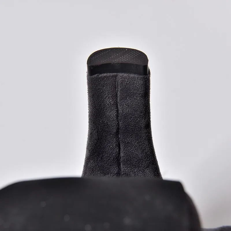 Over the knee heeled boots elastic suede long boots thigh high boots