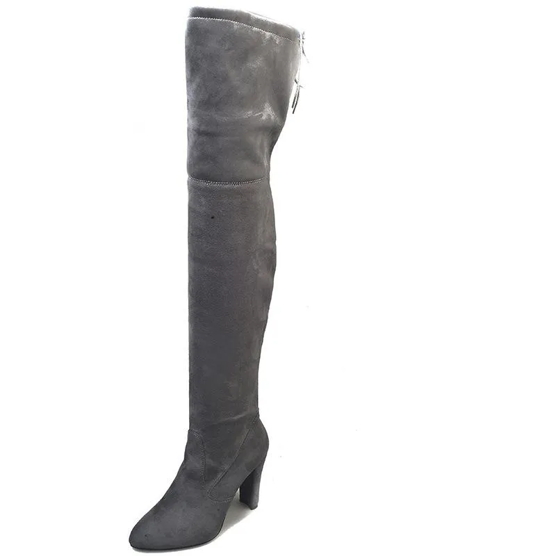 Over the knee heeled boots elastic suede long boots thigh high boots