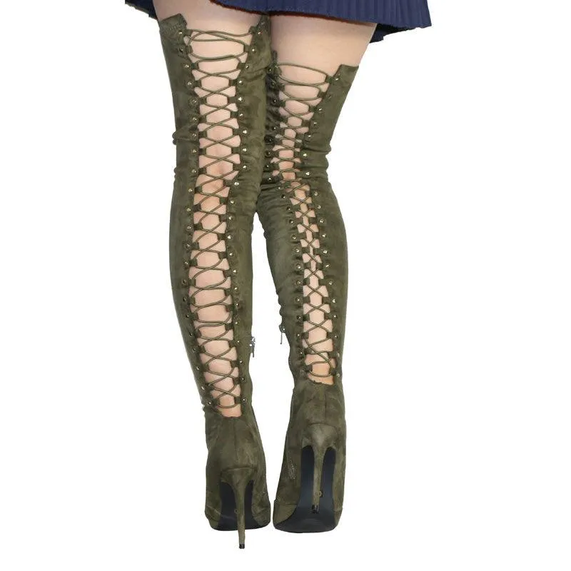 OVER THE KNEE LACE-UP BOOT