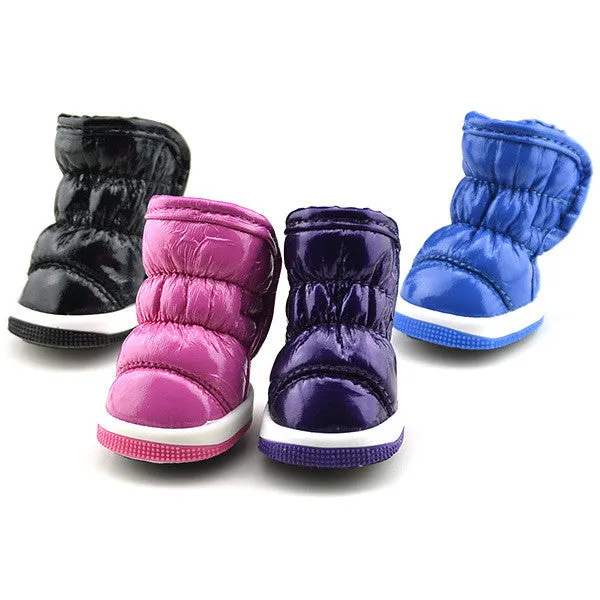Pet Small Dog Space Leather Ruffle Shoes Winter Warm Waterproof Anti-slip Booties Boots Shoes