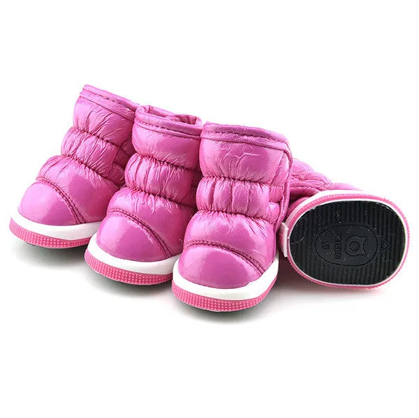 Pet Small Dog Space Leather Ruffle Shoes Winter Warm Waterproof Anti-slip Booties Boots Shoes