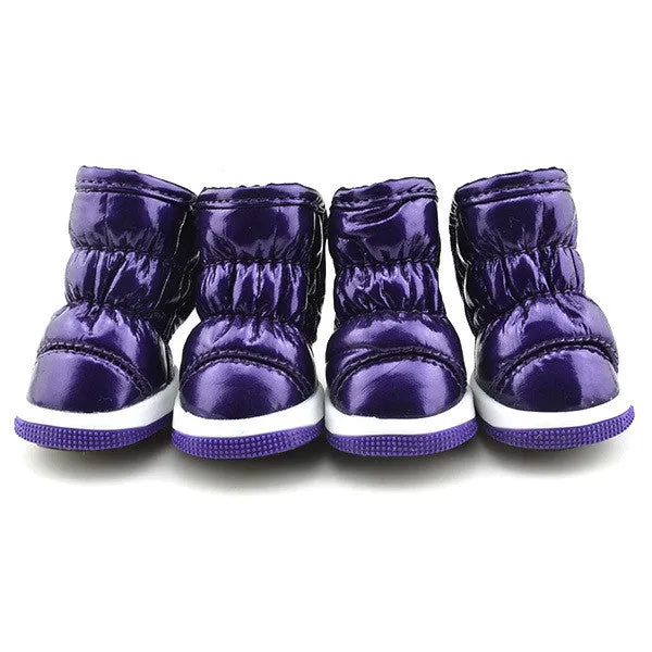Pet Small Dog Space Leather Ruffle Shoes Winter Warm Waterproof Anti-slip Booties Boots Shoes