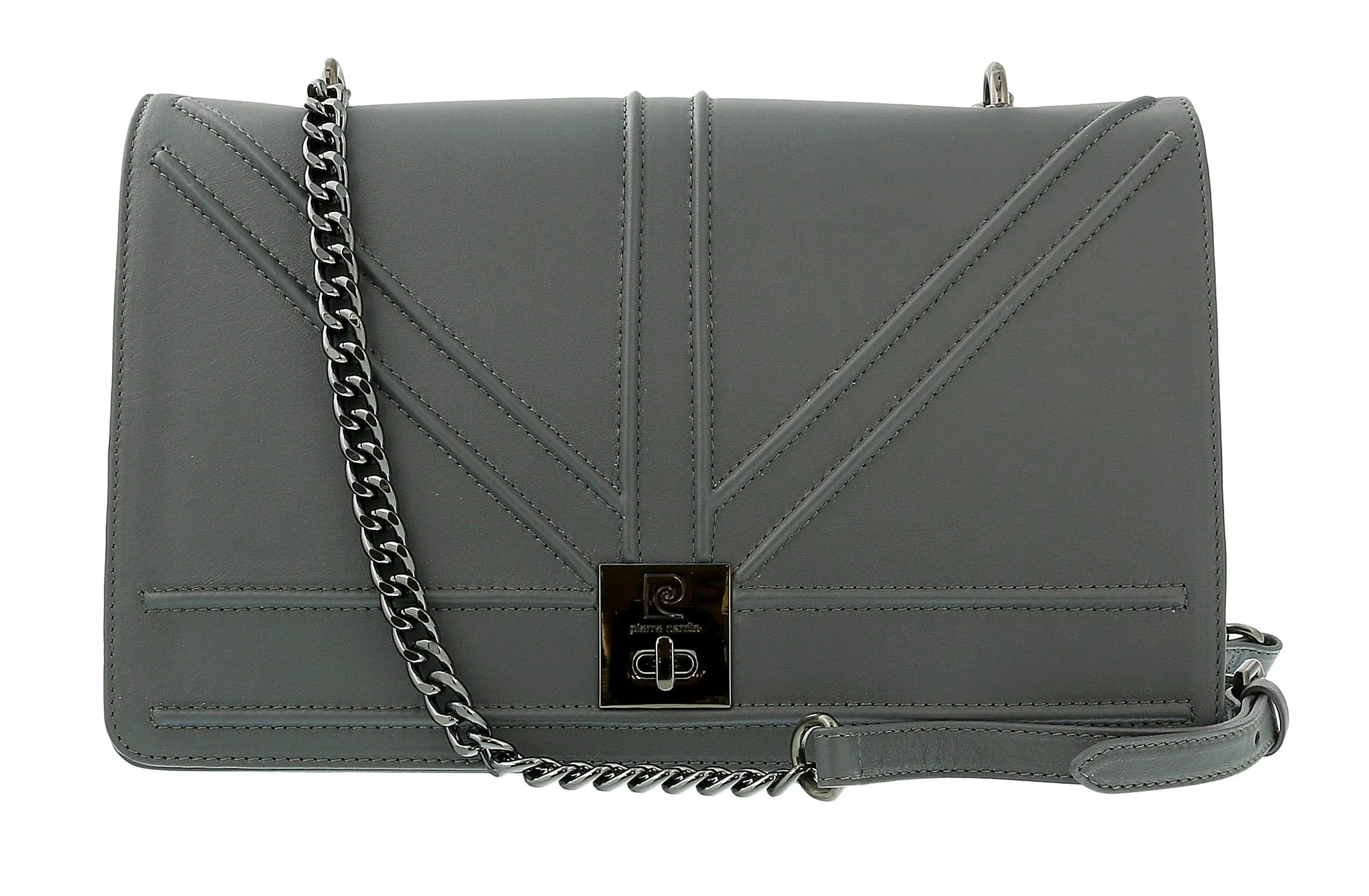 Pierre Cardin Grey Leather Medium Structured Shoulder Bag