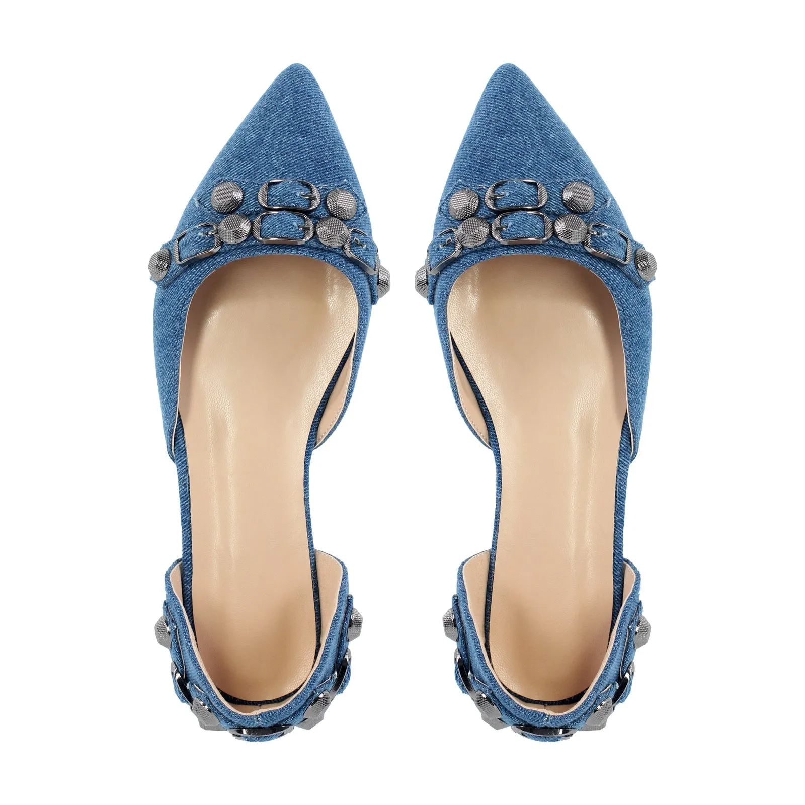 Pointed Toe Buckle Slip-on Flats