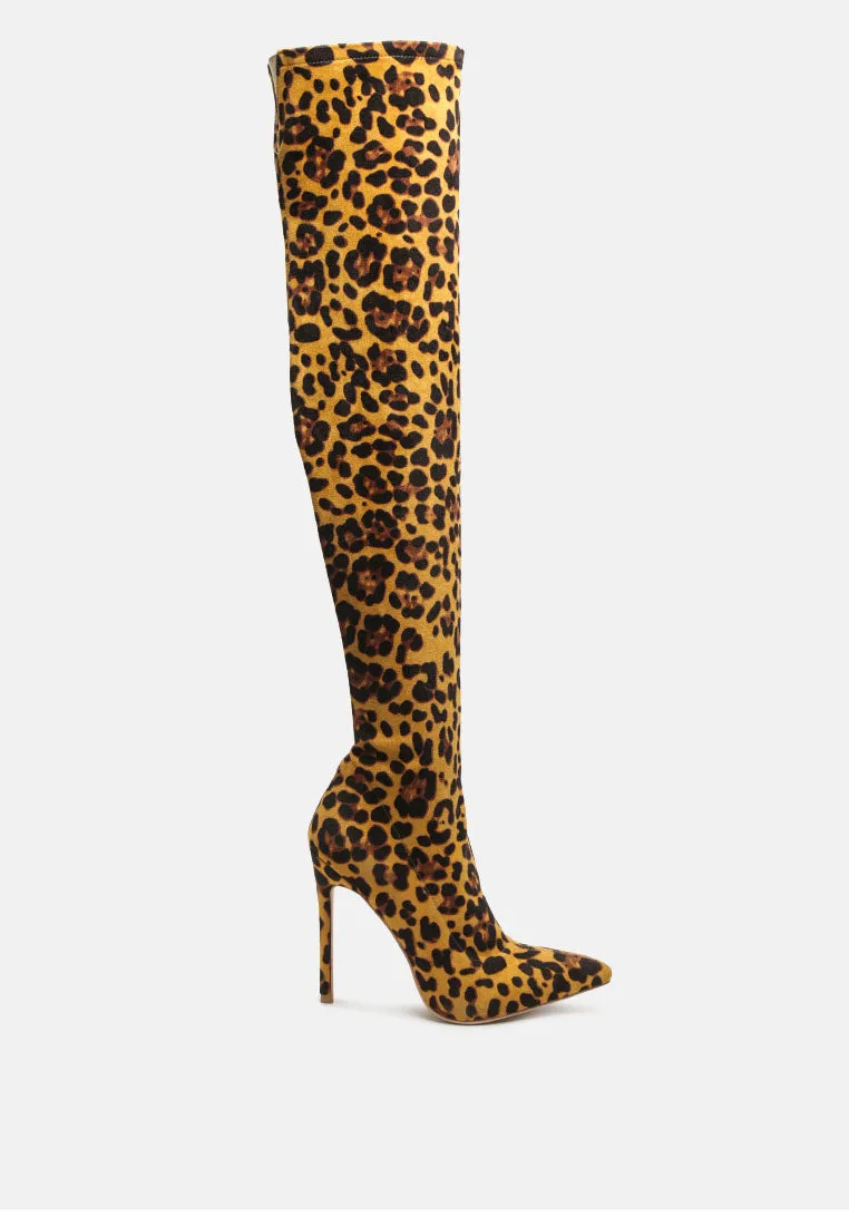 pokey suede over the knee block heeled boots