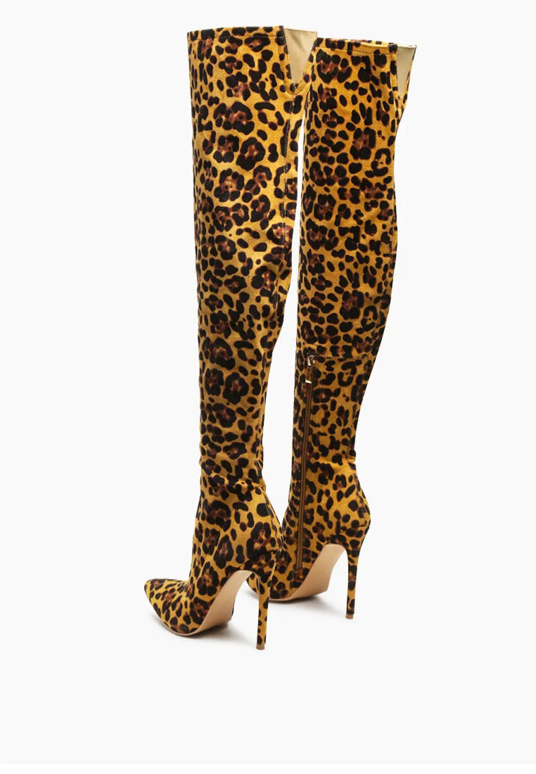 pokey suede over the knee block heeled boots
