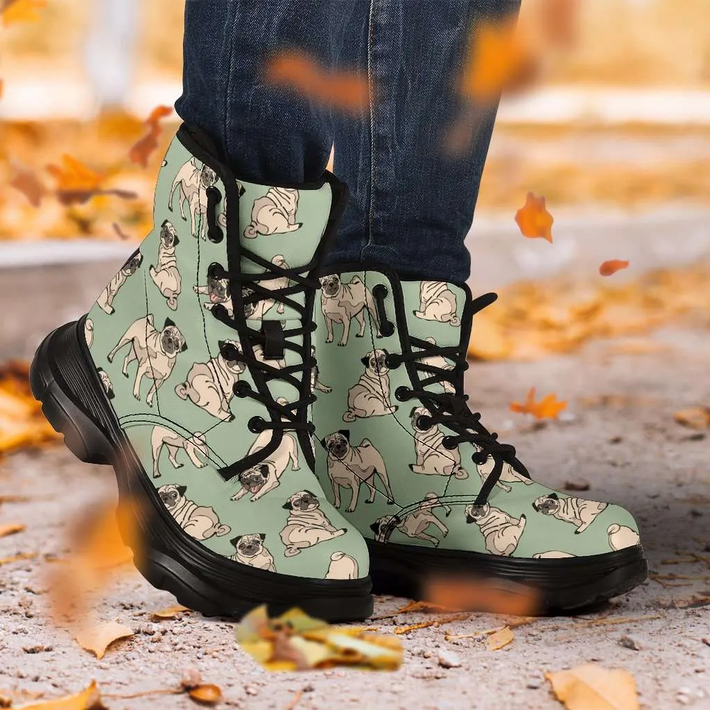 Pugs Animal Print  7 Eye Sneaker Walking Boots