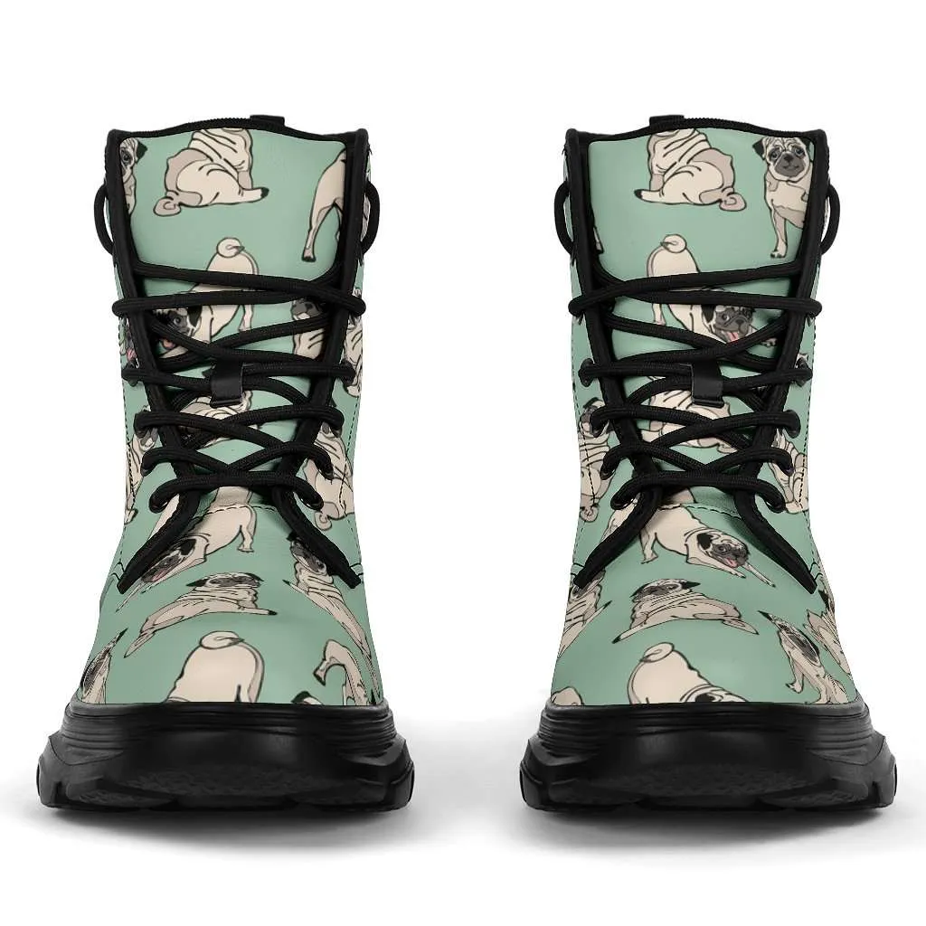 Pugs Animal Print  7 Eye Sneaker Walking Boots