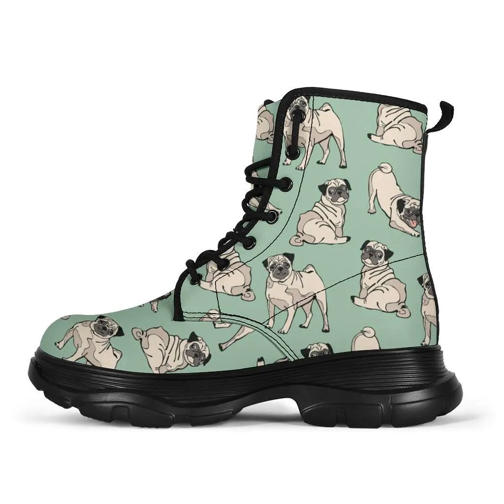 Pugs Animal Print  7 Eye Sneaker Walking Boots
