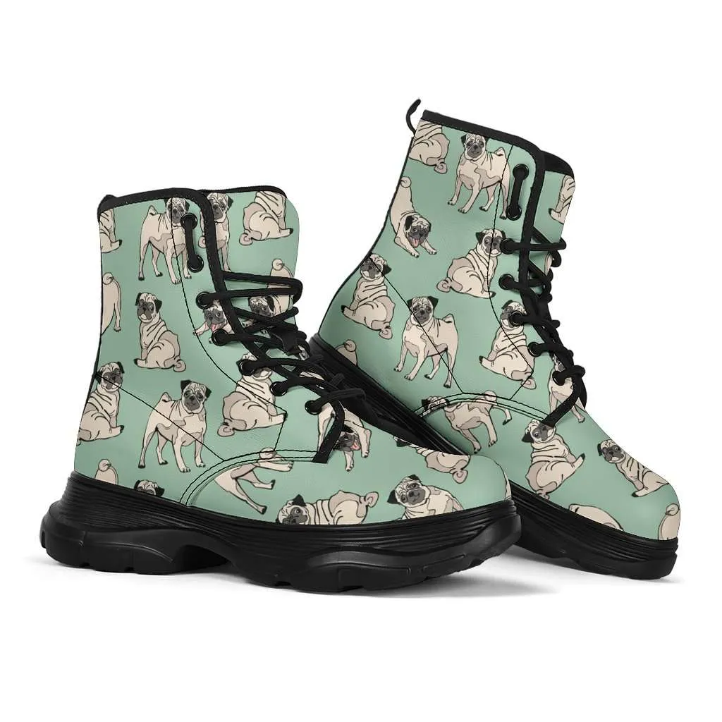 Pugs Animal Print  7 Eye Sneaker Walking Boots