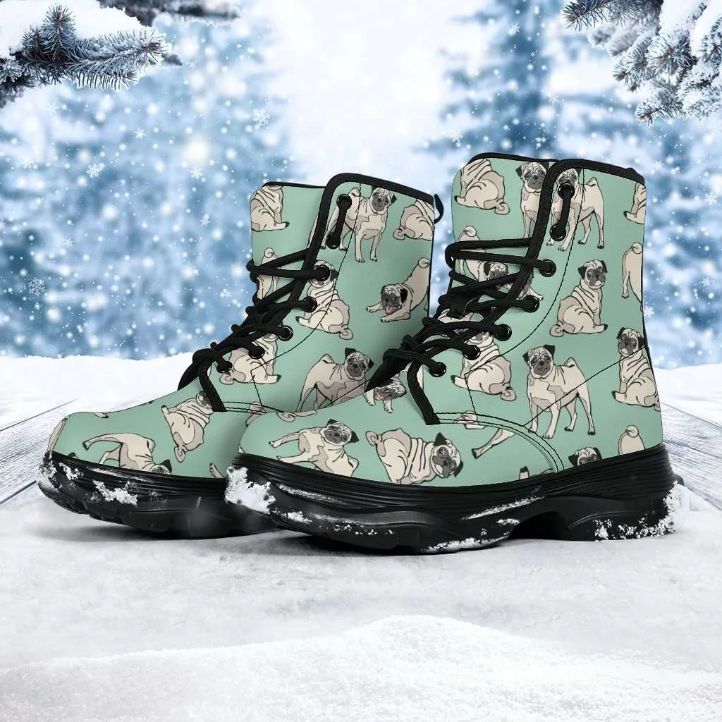 Pugs Animal Print  7 Eye Sneaker Walking Boots