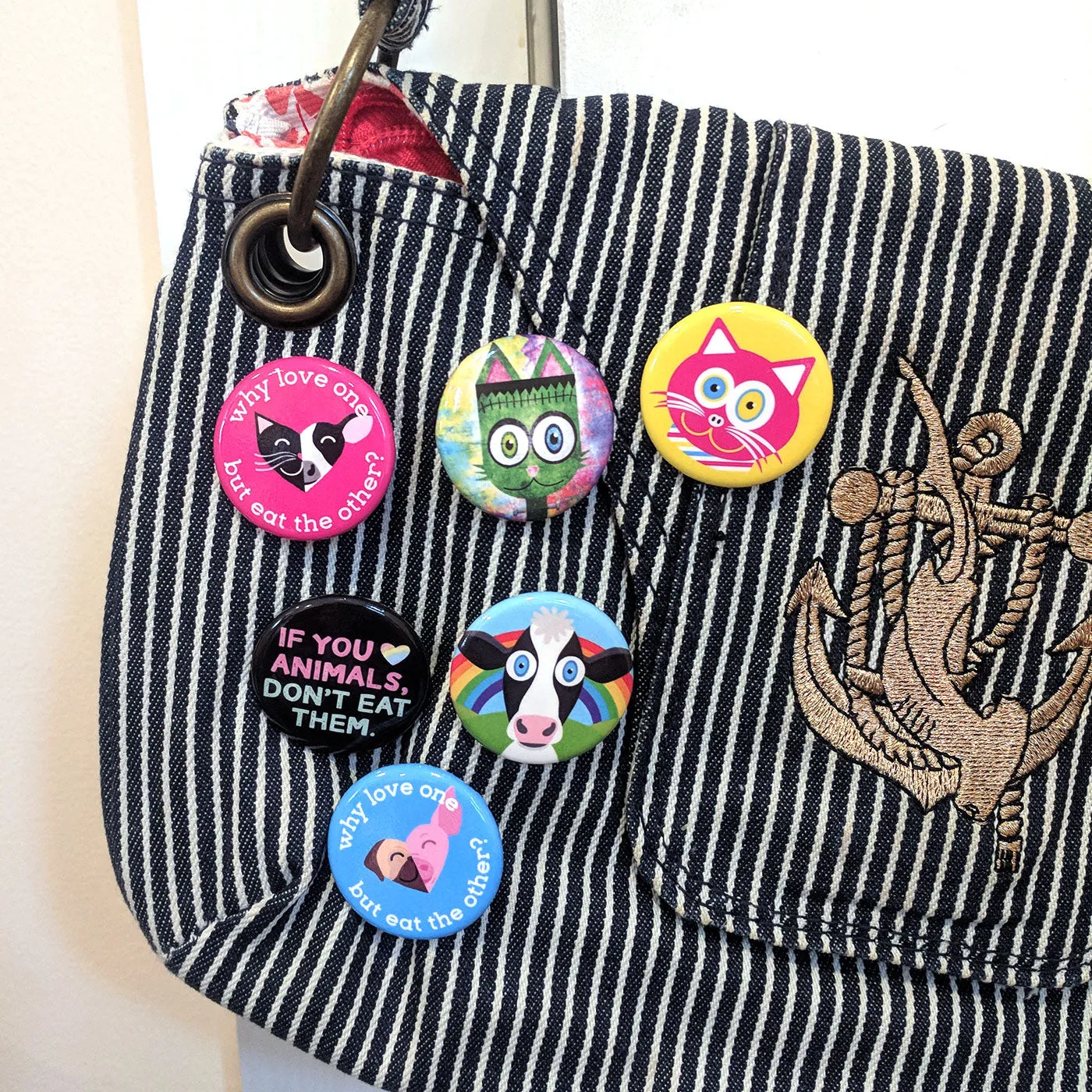 "Solo Happy Cow" 1.25” Round Vegan Rainbow Pinback Button
