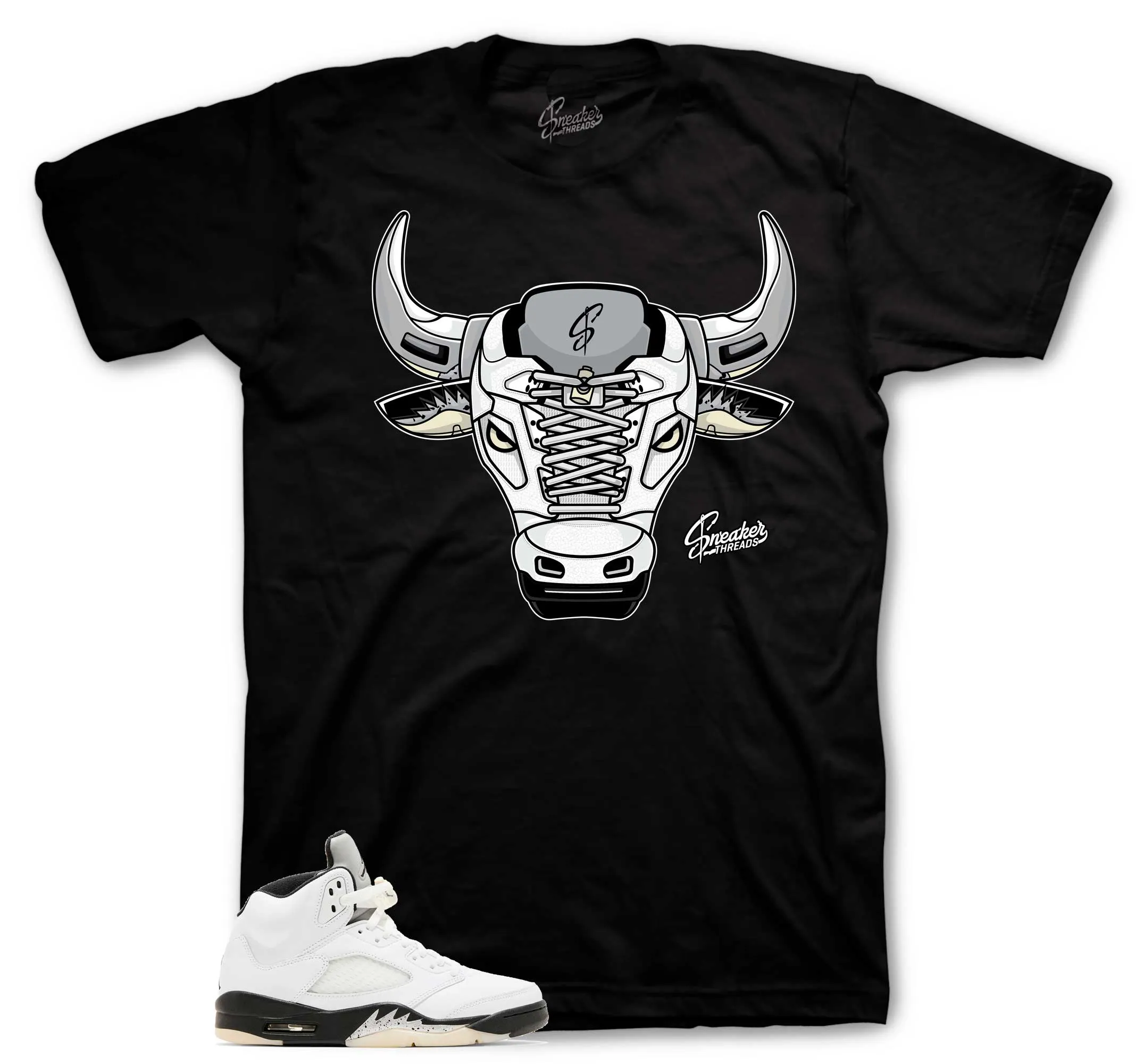 Retro 5 White Black War Bully Shirt
