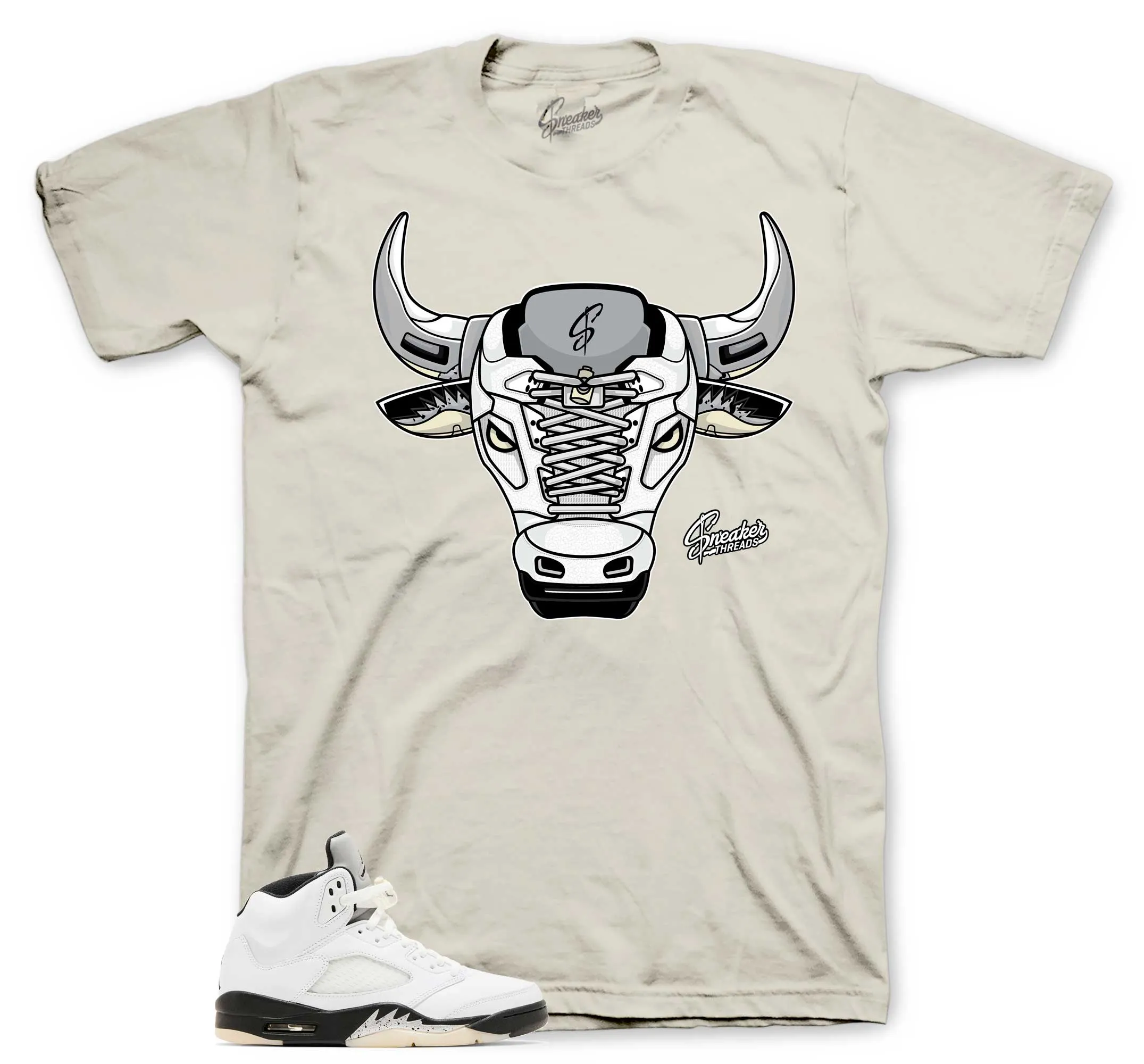 Retro 5 White Black War Bully Shirt