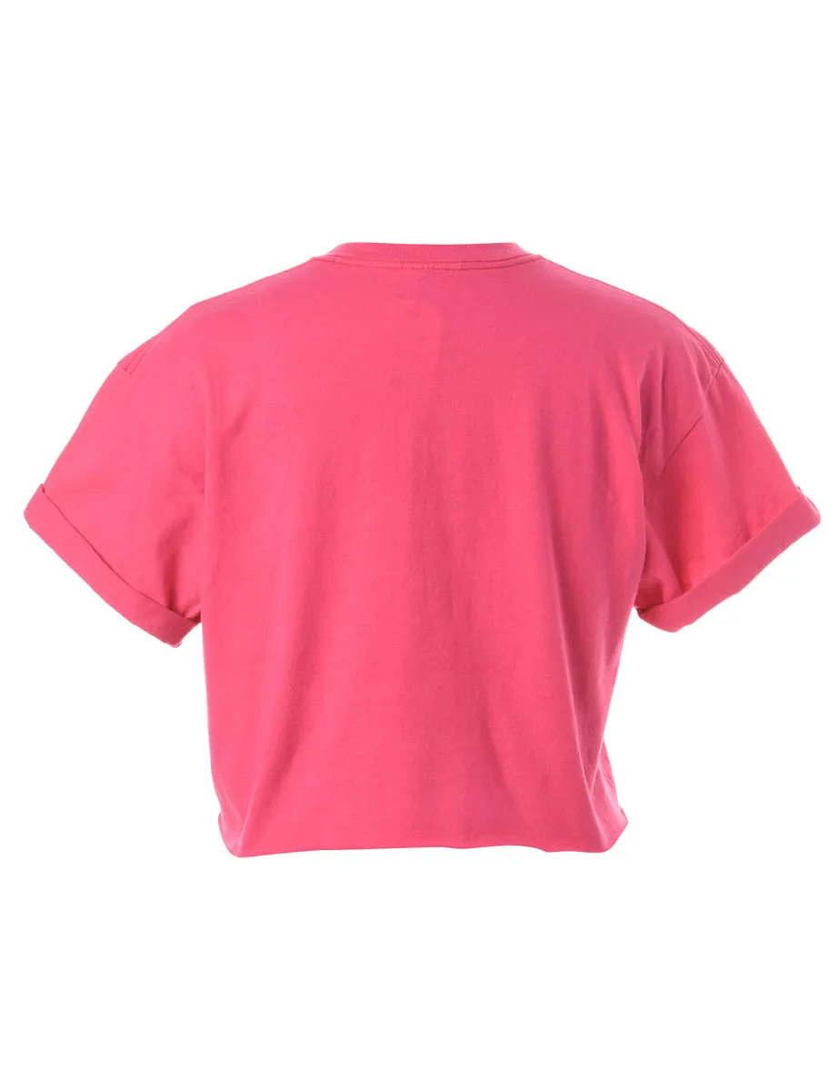 Reworked Bell Cropped Roll Sleeve T-Shirt - L