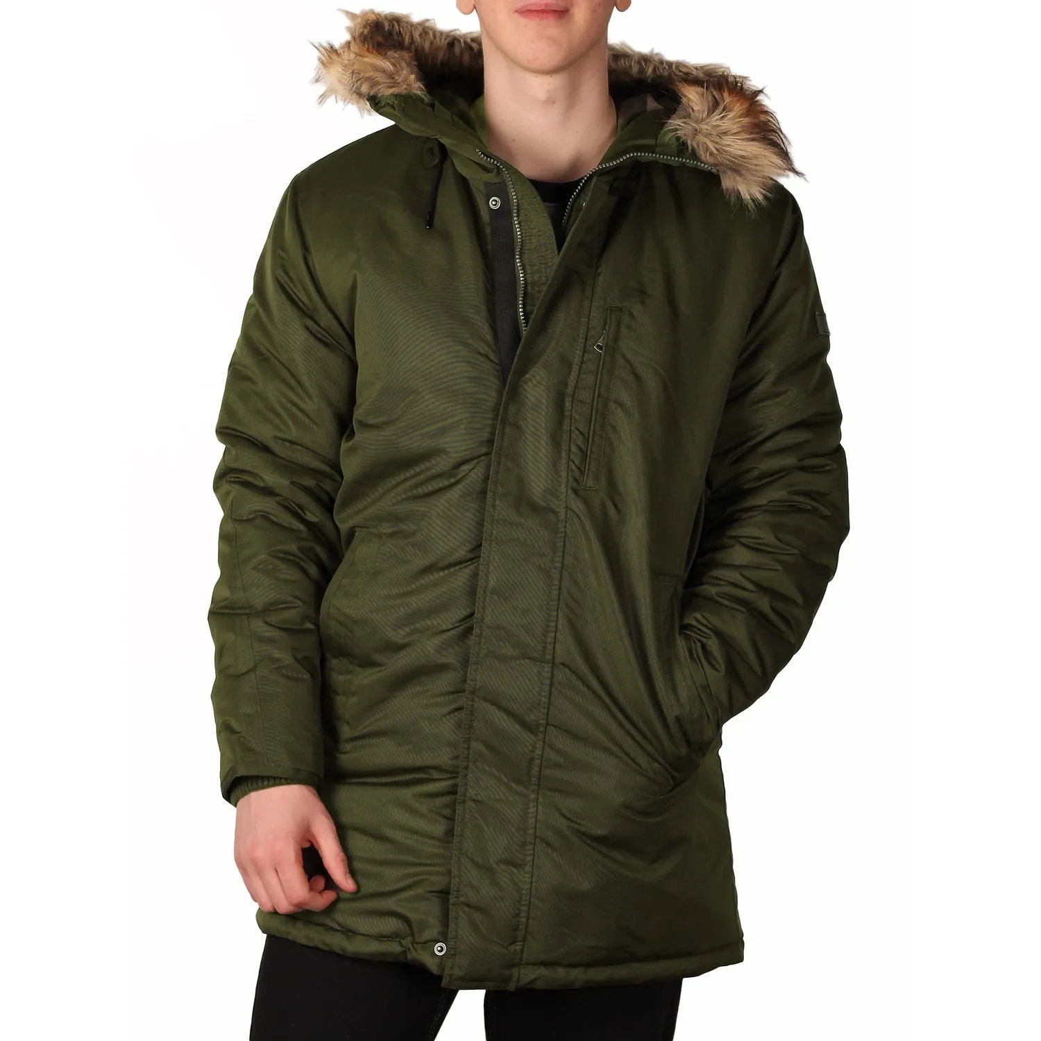 Sean John Men's Hooded Parka with Faux Fur Trim