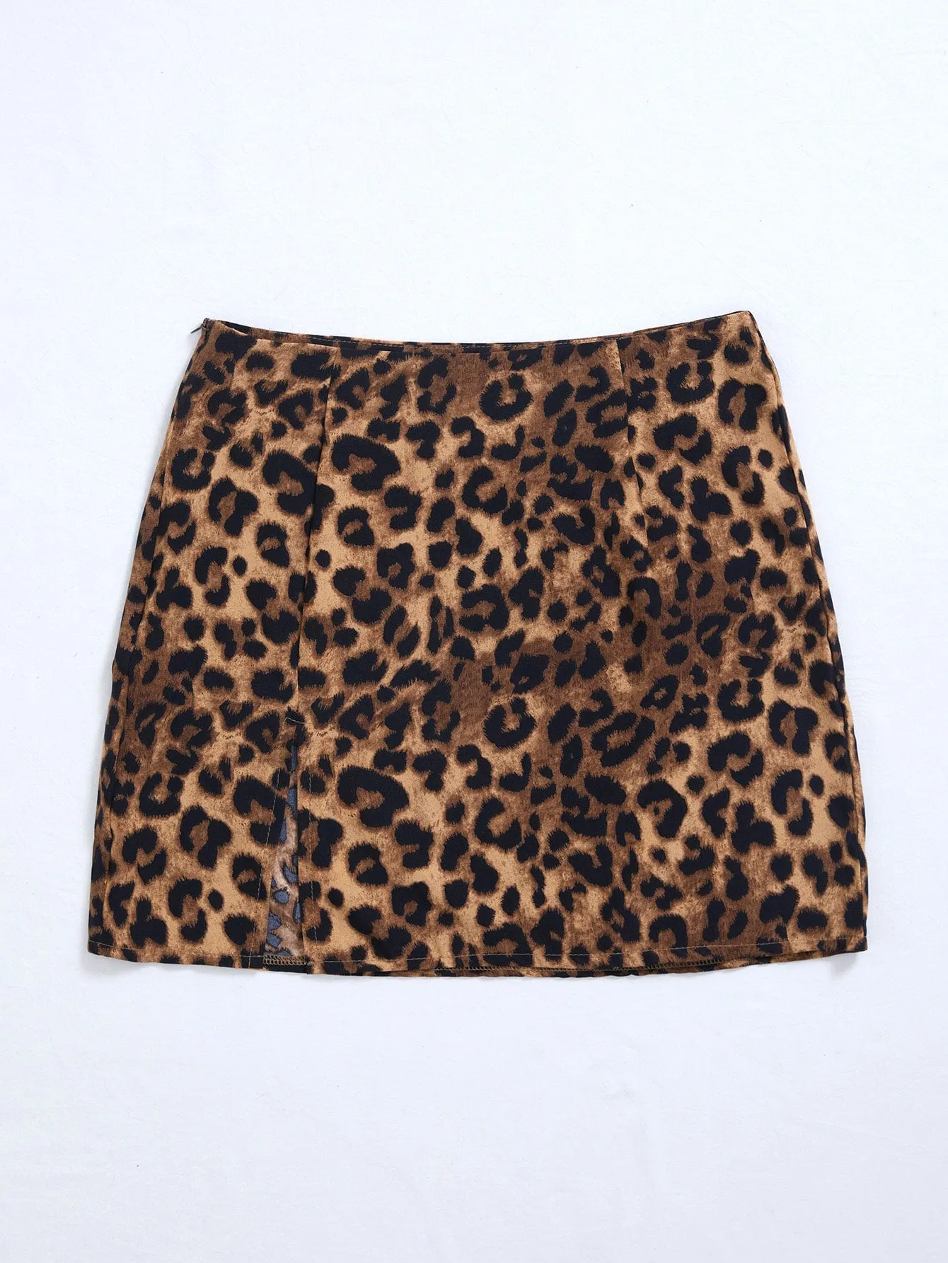 Sexy Leopard Zipper Natural Mini Women Skirt