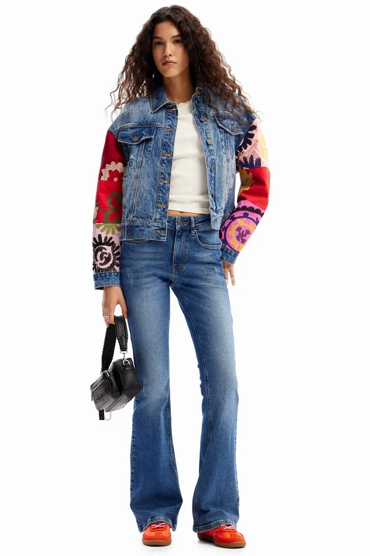 Short Patchwork Denim Jacket