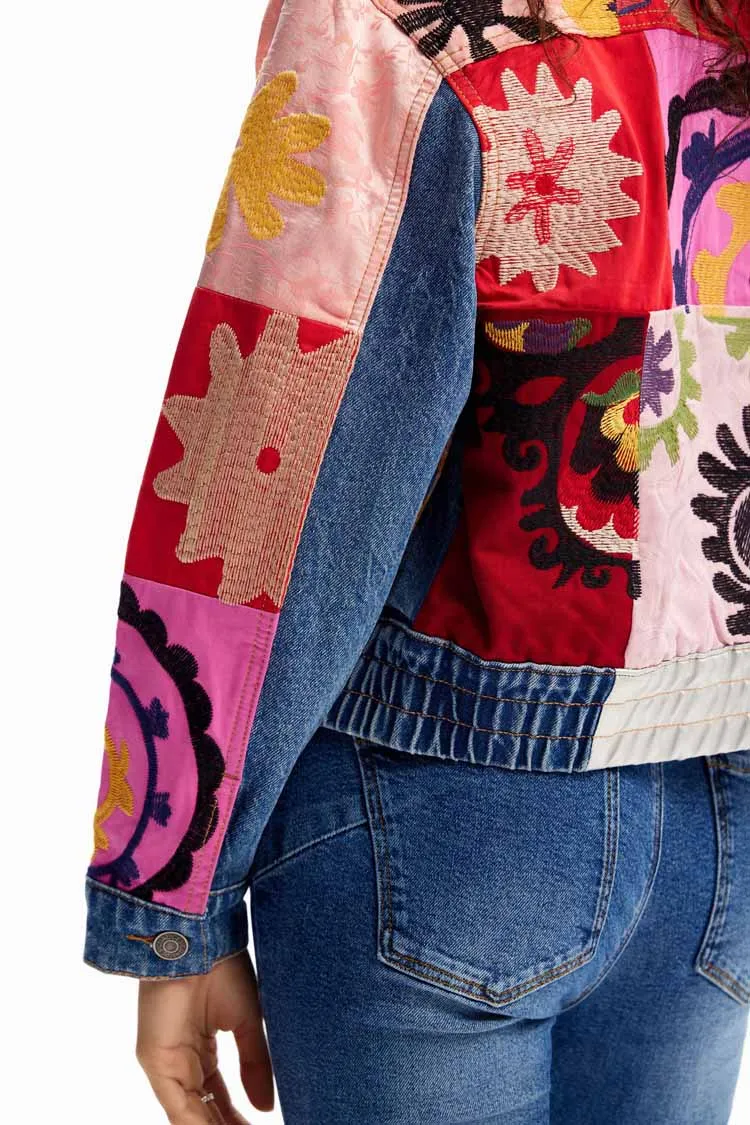 Short Patchwork Denim Jacket